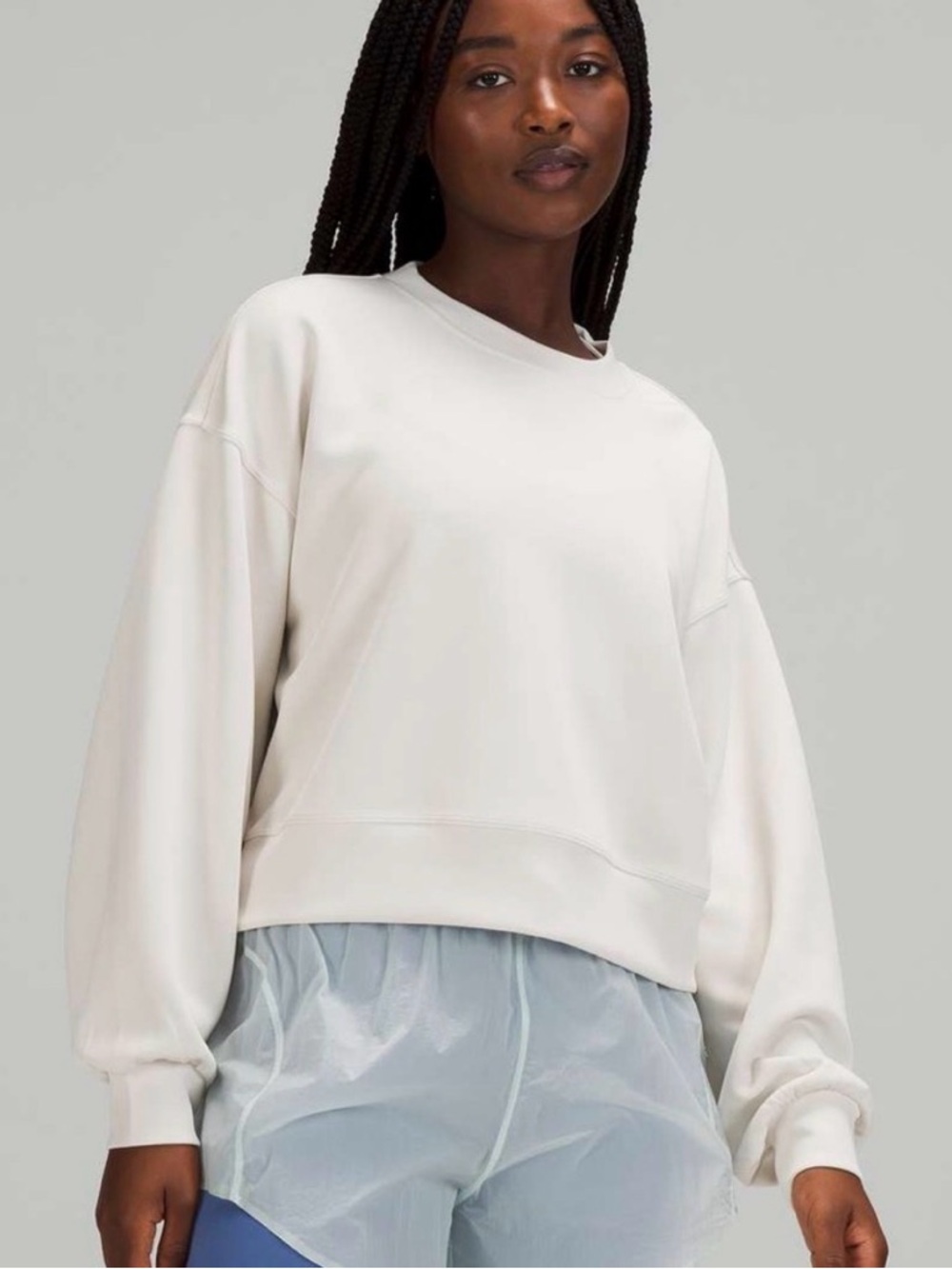 LIKE NEW Lululemon Softstreme Perfectly Oversized Crop Crew (White Opal) Size 12